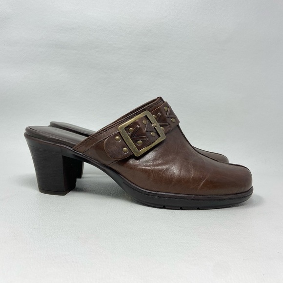 Clarks Bendables Mirabelle Holly Leather Buckle Mule Clog Shoe 83545 Women 8 M - Picture 3 of 13